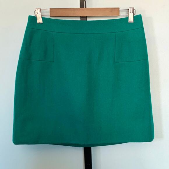 J. Crew Green Felted Wool Mini Skirt Size 4 - Picture 2 of 5
